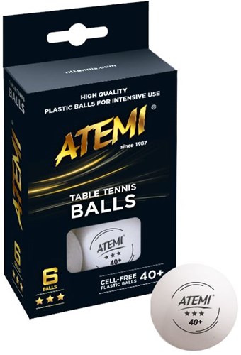Atemi balles de tennis de table blanches 3 étoiles - 6 pièces - qualité professionnelle
