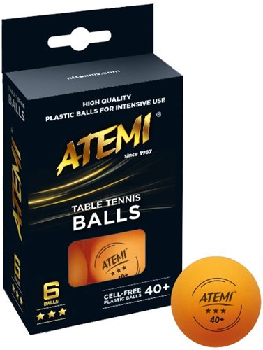Atemi balle de tennis de table 3 étoiles orange lot de 6 - balles de ping-pong