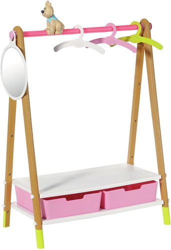 BABY born kledingrek poppenaccessoire roze met spiegel en lades