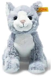 Steiff knuffel Cassie kat pluche lichtblauw - 26 cm zacht speelgoed