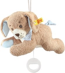 Steiff muziekknuffel slaaplekker hond, blauw