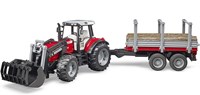 Bruder Massey Ferguson 7480 tracteur jouet avec remorque de transport de bois