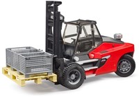 Bruder chariot élévateur Linde HT160 jouet avec palette et 3 caisses-3
