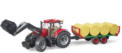 Bruder tracteur Case IH Optum 300CVX avec remorque à balles jouet ferme