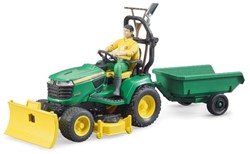 Bruder John Deere zitmaaier speelgoed met aanhanger en tuinman 1:16