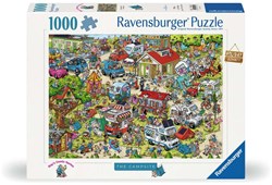 Ravensburger puzzel Holiday Resort 1 - Camping cartoon legpuzzel 1000 stukjes