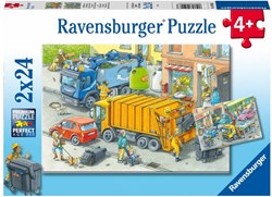 Ravensburger puzzle camion poubelle et dépanneuse - 2x24 pièces carton
