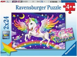 Ravensburger puzzel Eenhoorn en Pegasus - Legpuzzel - 2x24 stukjes