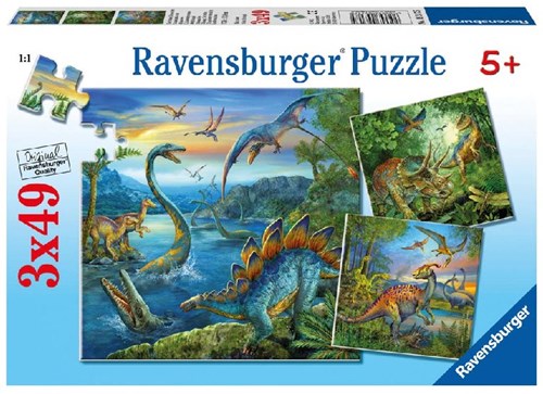 Ravensburger puzzle dinosaures - 3x49 pièces - puzzle pour enfants