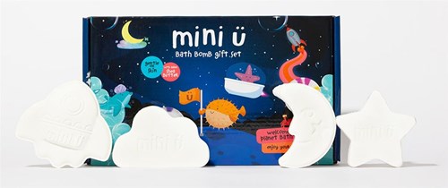 Mini U badbruisballen cadeau set - kleurrijke bruisende badpret