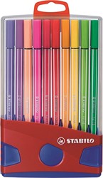 STABILO Pen 68 - premium viltstift - ColorParade - rood/blauw - met 20 kleuren