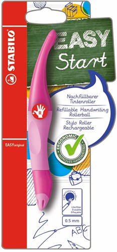 Stabilo ergonomische rollerball pen rechtshandig roze/licht roze navulbaar