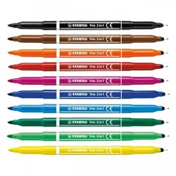 STABILO Trio 2 in 1 - viltstift - met een dunne en dikke punt - etui met 10 kleuren