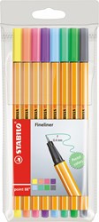 Stabilo fineliner pastel etui 8 kleuren point 88 0,4 mm