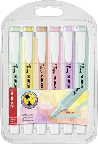 STABILO swing cool pastel - markeerstift - etui met 6 kleuren-3
