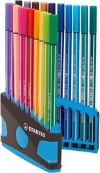 STABILO Pen 68 - stylo feutre premium - ColorParade - anthracite/bleu clair - avec 20 couleurs