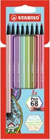Stabilo premium viltstift etui met 8 nieuwe kleuren pen 68