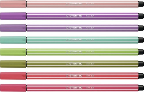 Stabilo premium viltstift etui met 8 nieuwe kleuren pen 68-2