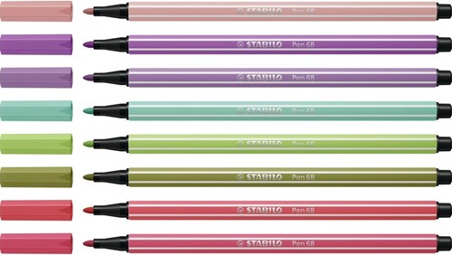 Stabilo premium viltstift etui met 8 nieuwe kleuren pen 68-3