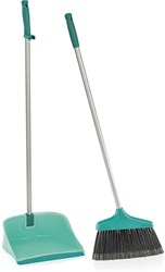 Leifheit balayette et pelle manche long - set de nettoyage turquoise
