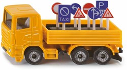 Siku speelgoed vrachtwagen met verkeersborden - wegenonderhoud