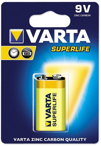 Varta Superlife 9V batterij zink-koolstof voor speelgoed en elektronica