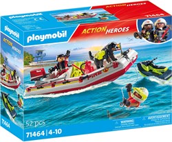 Playmobil bateau de pompiers jouet avec jet ski - Action Heroes