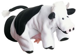 Beleduc koe handpop - speelhandschoen boerderijdier zwart
