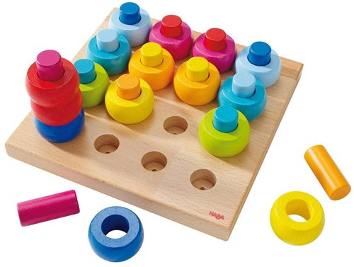 Haba houten insteekspel kleurenringen Montessori speelgoed