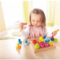 Haba houten insteekspel kleurenringen Montessori speelgoed-2