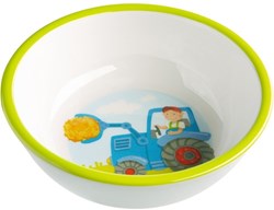 Haba kom tractor melamine - kleurrijke kinderkom met tractorprint