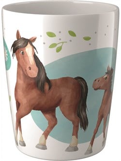 Haba beker paarden - melamine drinkbeker voor kinderen wit