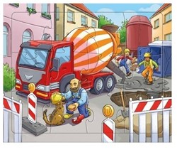 Haba puzzel bouwvoertuigen - kartonnen legpuzzel voor kinderen - 3-in-1 set