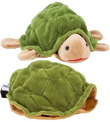 Handpop schildpad pluche poppenkast Beleduc kind speelgoed