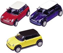 Goki Mini Cooper metalen speelgoedauto 1:60 schaalmodel 7 cm - 1 stuk