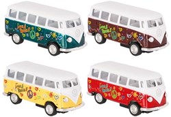 Goki Volkswagen bus speelgoedauto met pull-back motor 1:64 metaal