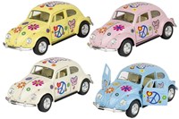 Goki Volkswagen speelgoedauto Beetle 1967 met Flower Power print 1:32