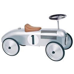 Goki retro loopauto zilver - metalen ride-on voertuig voor kinderen
