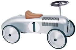 Goki retro loopauto zilver - metalen ride-on voertuig voor kinderen