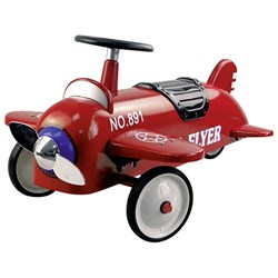Goki loopauto vliegtuig rood - metalen ride-on voor kinderen