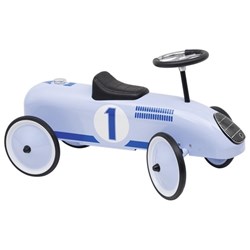 Goki loopauto blauw - metalen ride-on met rubberen banden