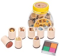 Goki houten stempelset bosdieren - creatieve speelgoedset voor kinderen