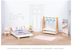 Goki poppenhuis slaapkamer houten meubels 18-delig modern design