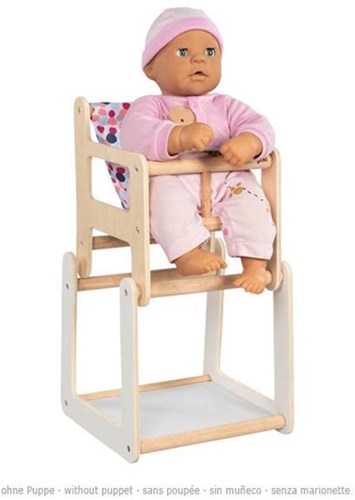 Goki chaise haute en bois pour poupée avec table 2en1 - meuble pour poupée-2
