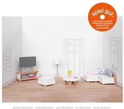 Goki poppenhuismeubel woonkamer houten meubels set 15-delig