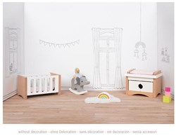 Goki poppenhuismeubel babykamer - houten accessoires kinderkamer