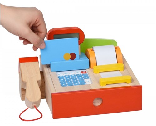 Goki houten Kassa met echte rekenmachine speelgoedwinkel-3