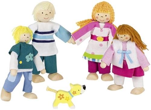 Goki poppenhuis familie houten buigpoppen set multicolor