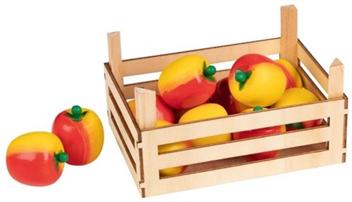 Goki fruitkistje houten appels speelgoed - rollenspel winkel