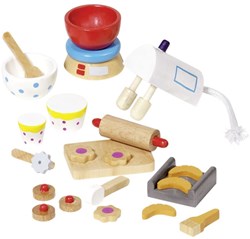 Goki houten poppenhuis bak accessoires 22-delig - bakset
